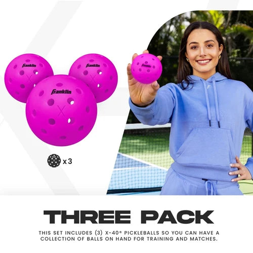 Franklin Pickleball X-40 Outdoor Ball - 3 Pack Purple