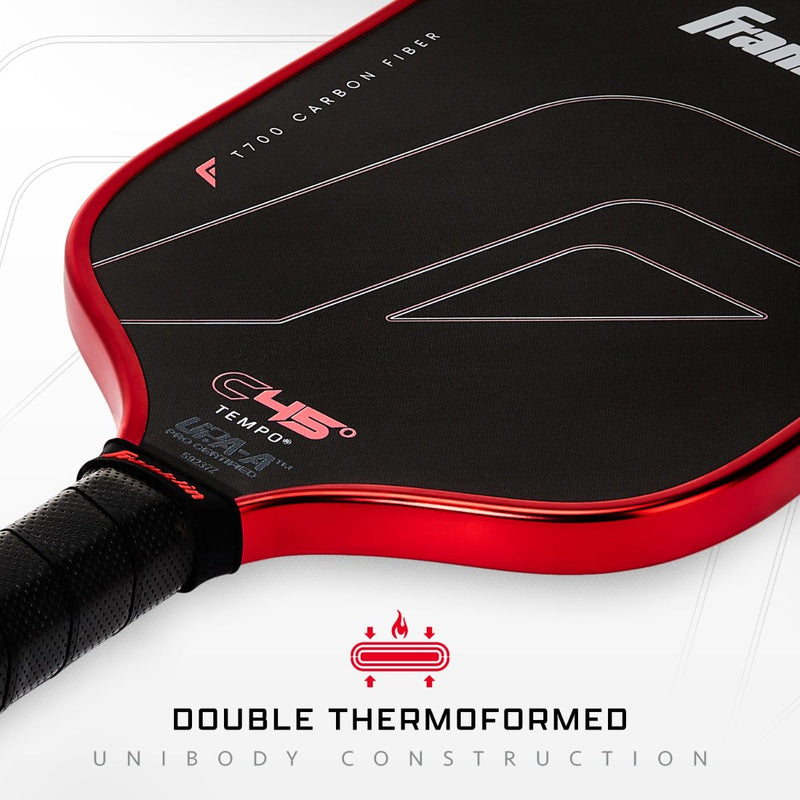 Franklin C45° Carbon Fiber Tempo Series 16mm Pickleball Paddle - Red