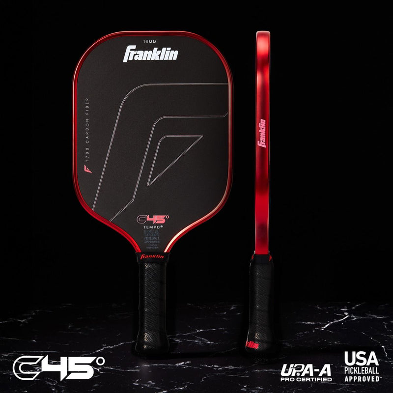 Franklin C45° Carbon Fiber Tempo Series 16mm Pickleball Paddle - Red