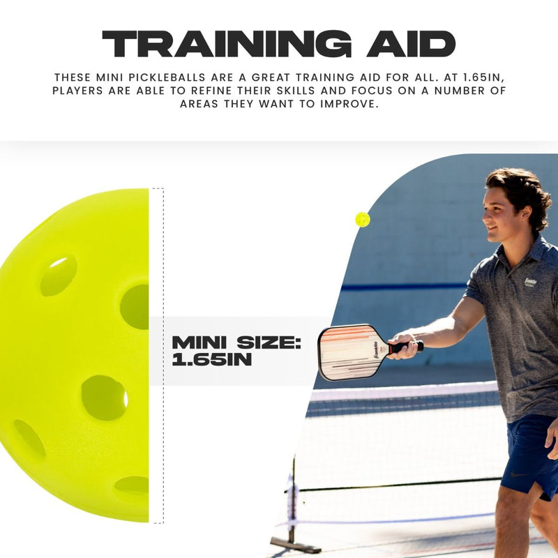 Franklin Mini Training Pickleballs - 12 Pack Optic Yellow