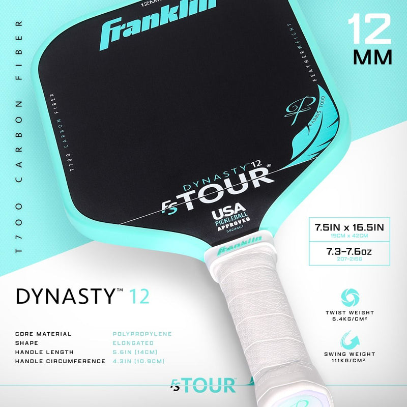 Franklin FS Tour Featherweight Dynasty 12mm Pickleball Paddle - Blue