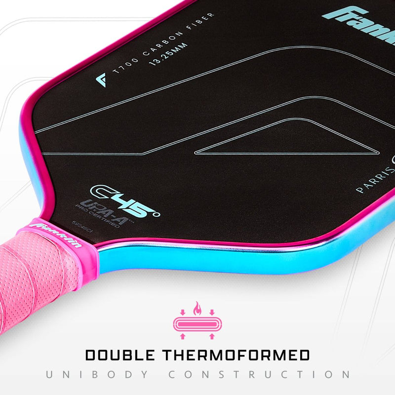 Franklin C45° Carbon Parris Todd Series 13.25mm Pickleball Paddle - Hot Pink/Surf Blue