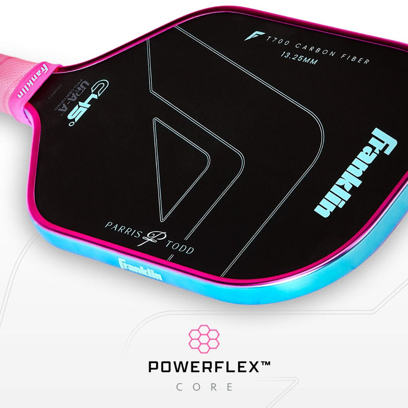 Franklin C45° Carbon Parris Todd Series 13.25mm Pickleball Paddle - Hot Pink/Surf Blue
