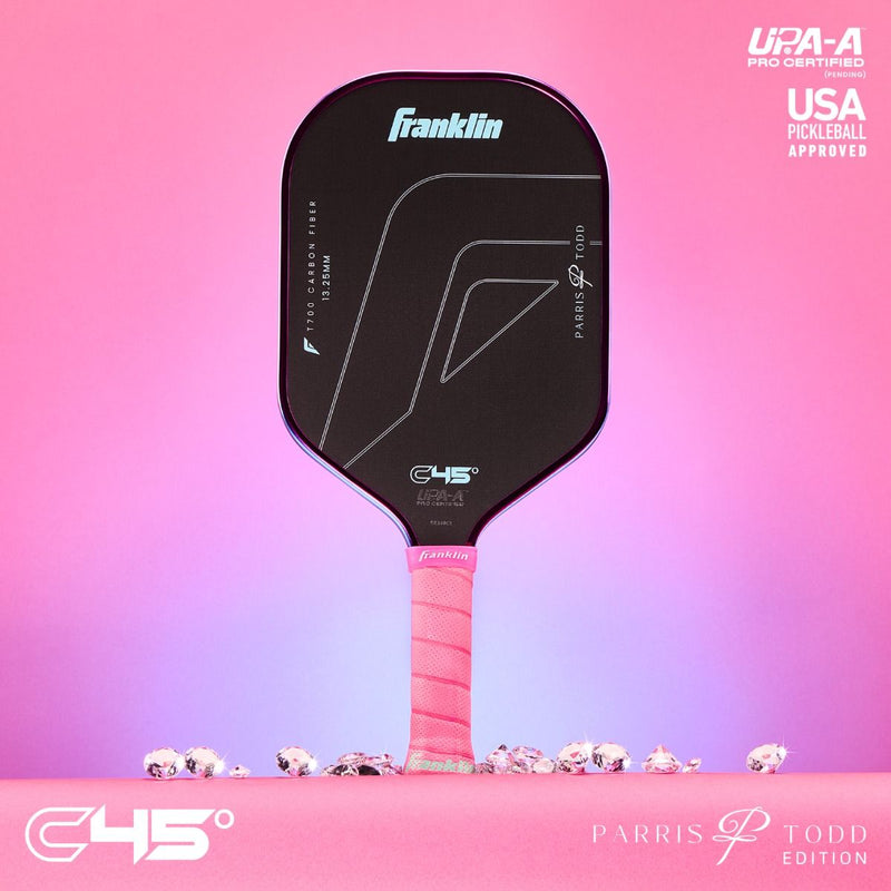 Franklin C45° Carbon Parris Todd Series 13.25mm Pickleball Paddle - Hot Pink/Surf Blue