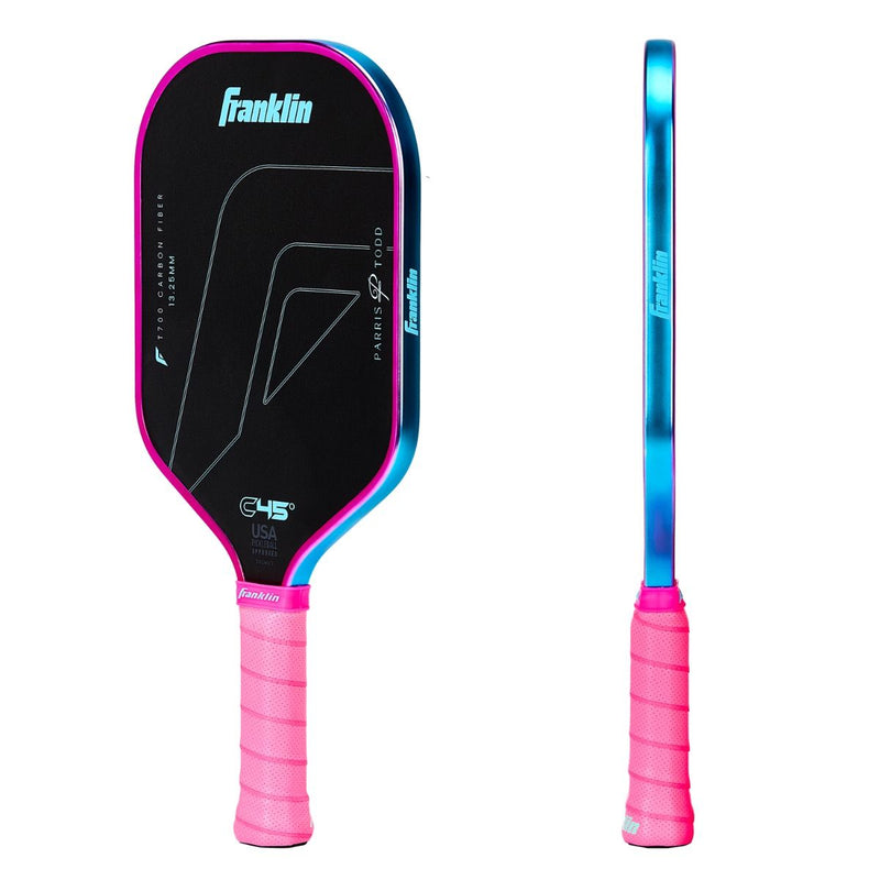 Franklin C45° Carbon Parris Todd Series 13.25mm Pickleball Paddle - Hot Pink/Surf Blue