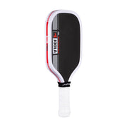 Pickleball paddle with black and white design on a white background