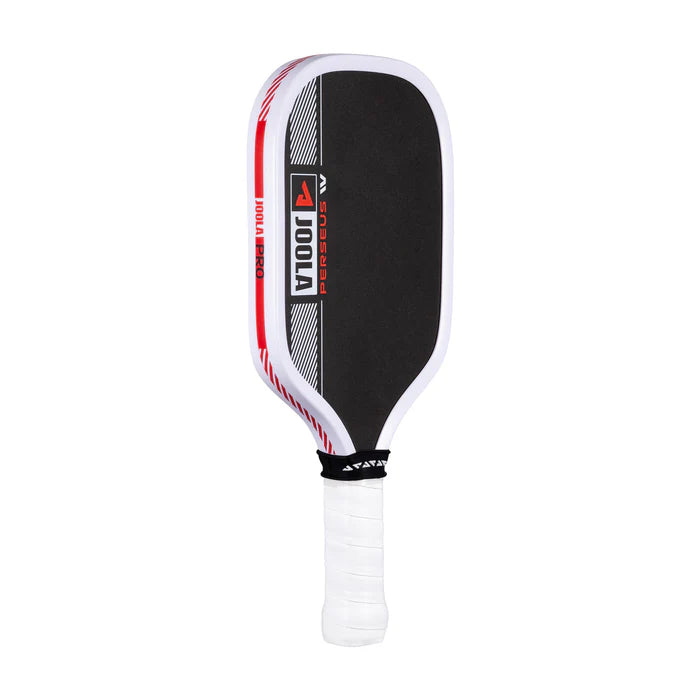 Pickleball paddle with black and white design on a white background