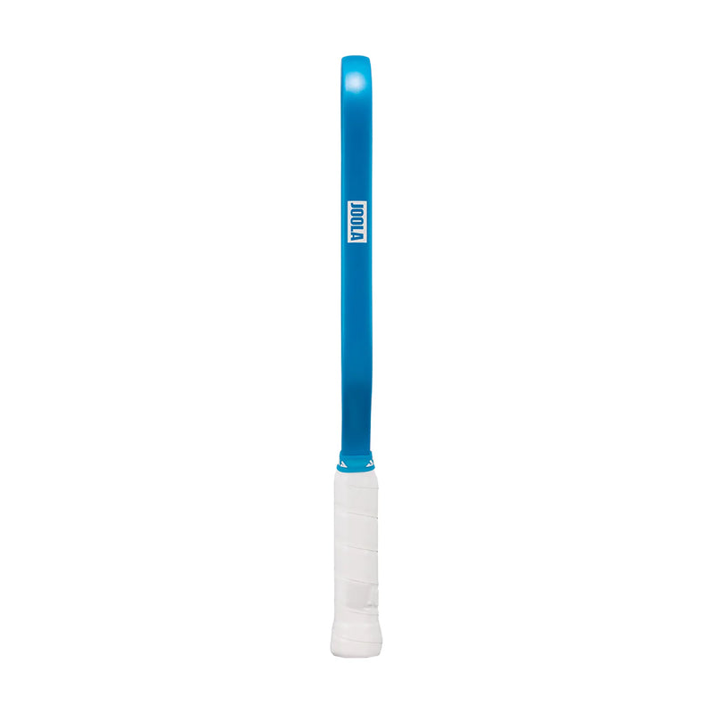 Blue and white baton with a visible brand logo on a white background
