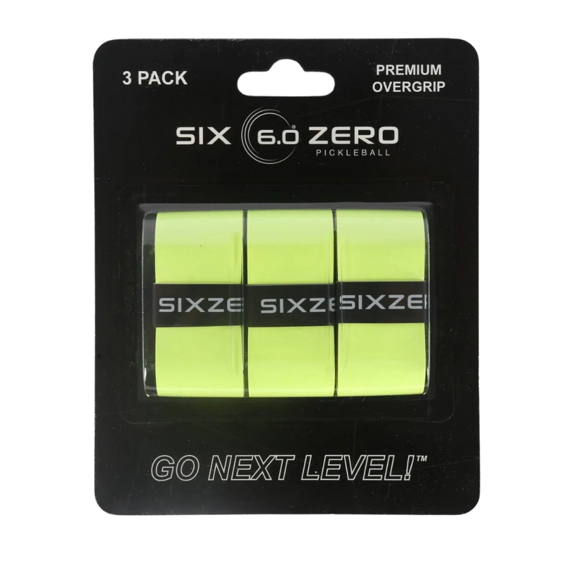 Pack of SIXZE ZERO pickleball overgrips with branding on a white background