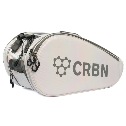 Silver bag with 'CRBN' logo on a white background