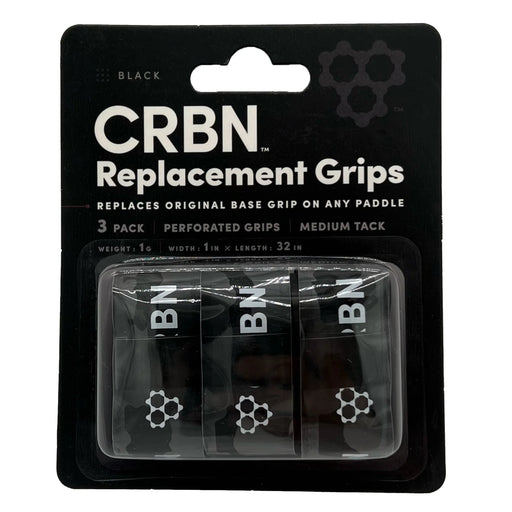 CRBN replacement grips packaging with three black grips on a clear background