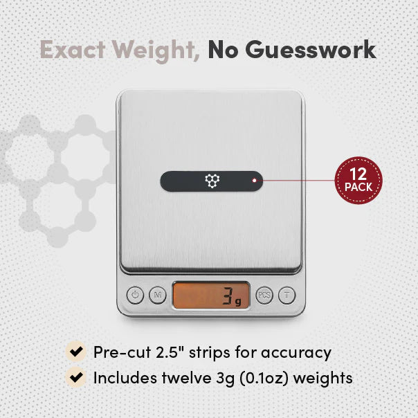 Digital kitchen scale with a 12-pack label on a light gray background