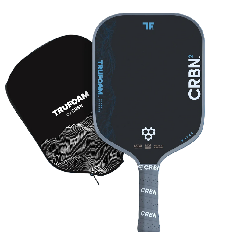 Two pickleball paddles with 'TRUFOAM' and 'CRBN' branding on a white background