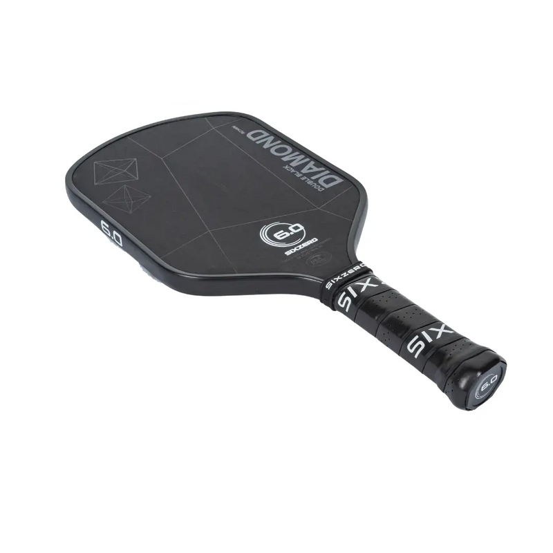 Black pickleball paddle with 'Diamond' branding on a white background