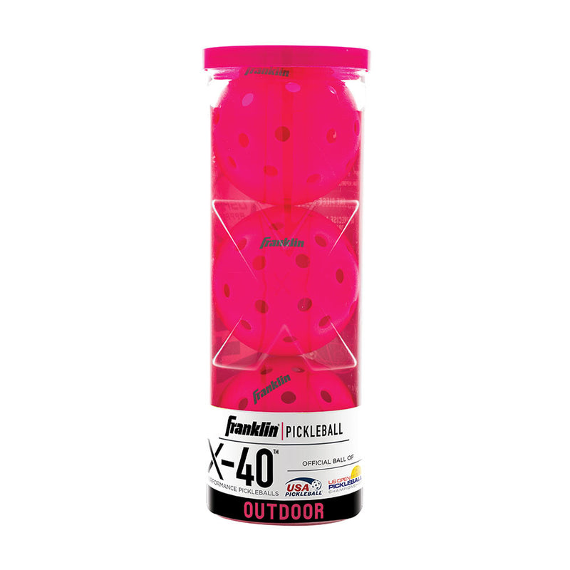 Pink pickleball canister with Franklin Sports branding on a white background