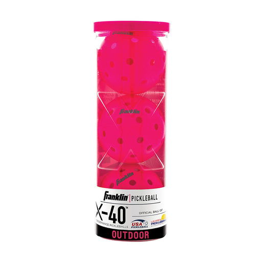 Pink pickleball canister with Franklin Sports branding on a white background