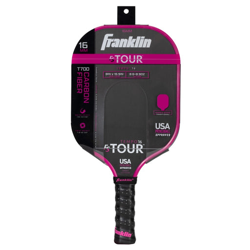Pink and black pickleball paddle with Franklin Sports branding on a white background