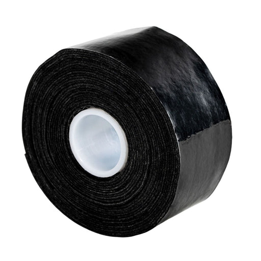 Roll of black tape on a white background