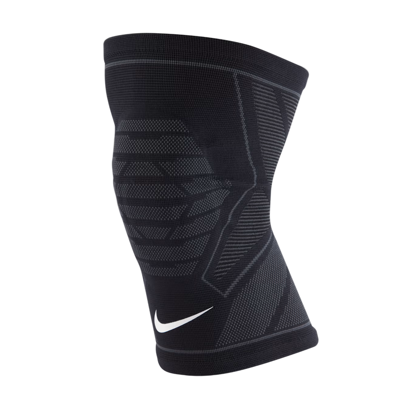 Black knee brace with Nike logo on a white background
