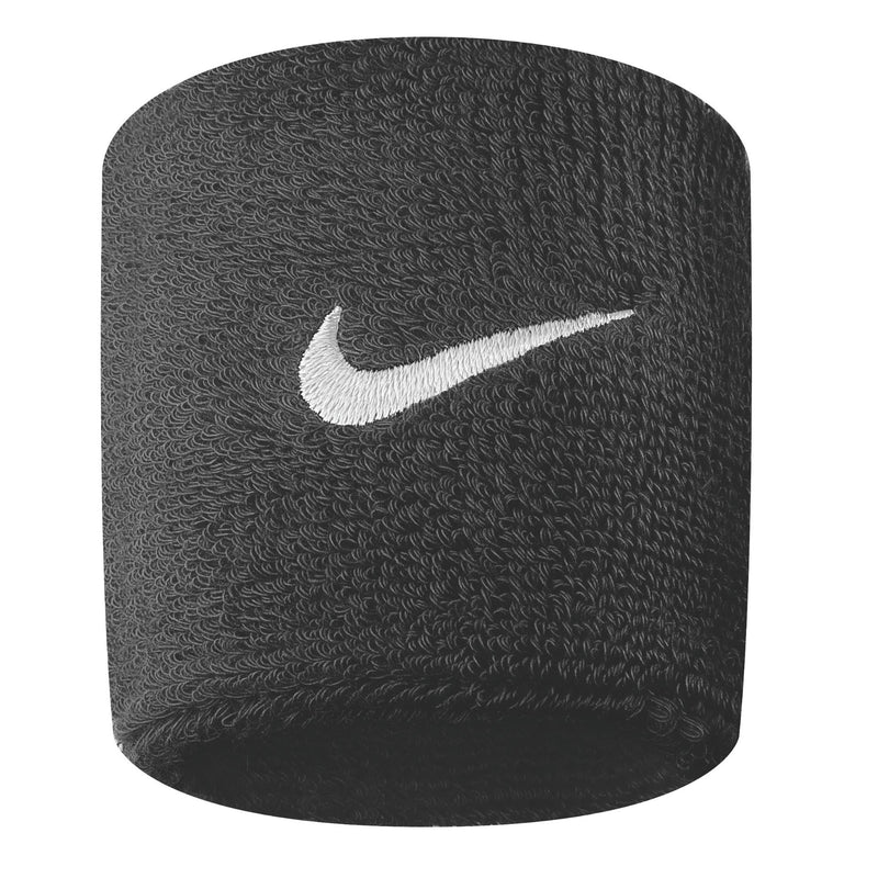 Black sweatband with white Nike logo on a white background