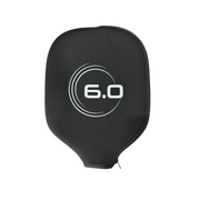 Black pickleball paddle cover with '6.0' logo on a white background