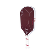 Maroon and white pickleball paddle with 'Ruby 6.0' branding on a white background