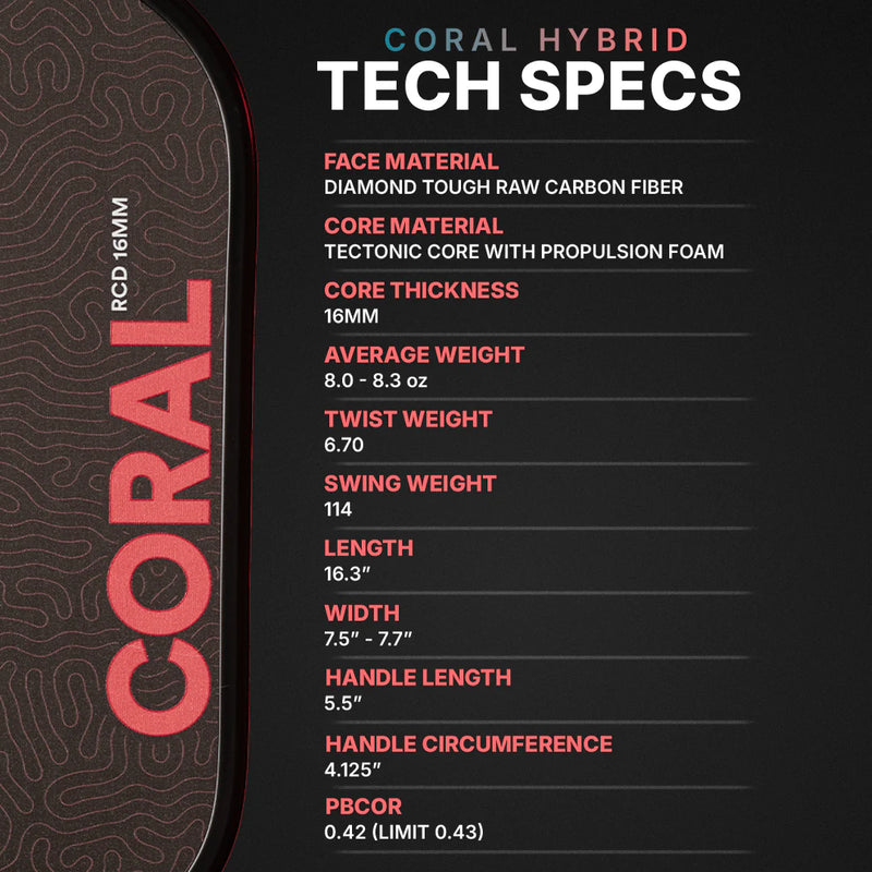 Six Zero Coral 16mm Hybrid Paddle - Black