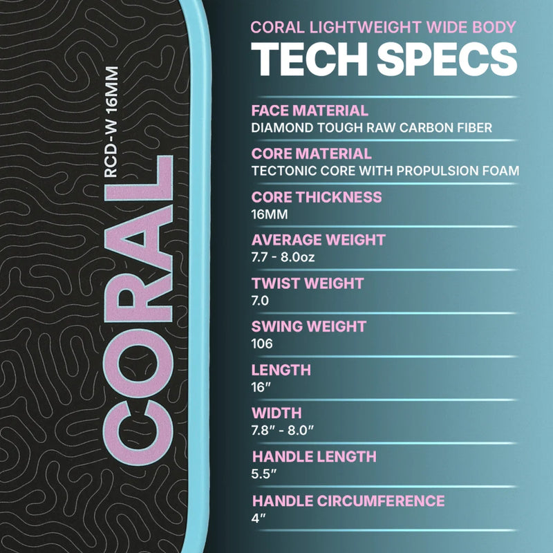 Six Zero Coral 16mm Lightweight Widebody Paddle - Misty Blue