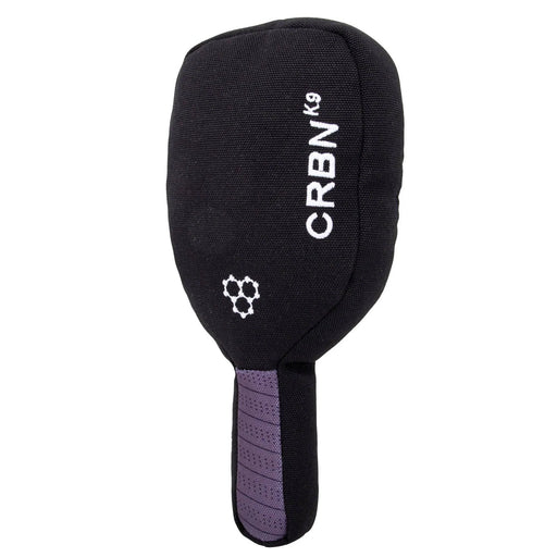 Black toy paddle with purple handle and 'CRBN K9' branding on a white background