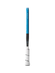 Pickleball Paddle with blue and white design on a white background