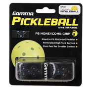Gamma Pickleball PB Honeycomb Grip packaging with a yellow pickleball on a black background