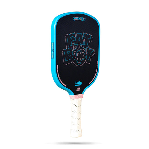 Pickleball paddle with 'Fat Boy' branding on a white background