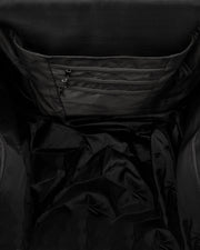 Close-up of a black jacket with zippers and fabric texture